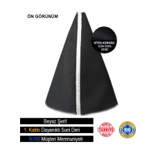 Mercedes A Serisi W176 2012-2018  Uyumlu Siyah Deri Özel Tasarım Beyaz Şerit Spor Dikiş Vites Körüğü Mercedes A Serisi W176 2012-2018  Uyumlu Siyah Deri Özel Tasarım Beyaz Şerit Spor Dikiş Vites Körüğü